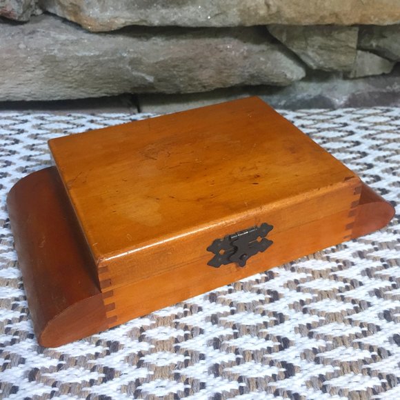 VTG Wood Unisex Jewelry Art Deco Trinket Box